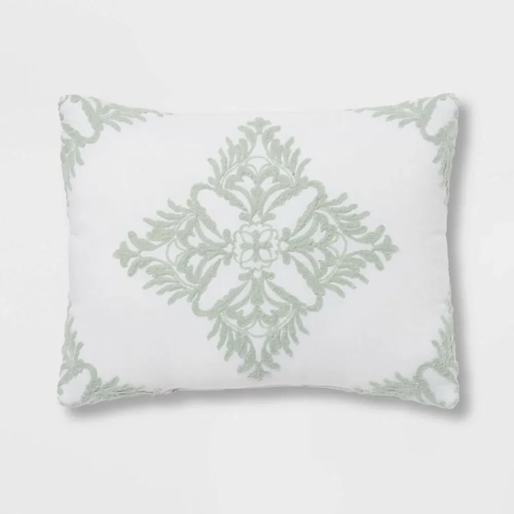 8pc King Embroidered Pinch Pleat Microfiber Comforter Set - Sage